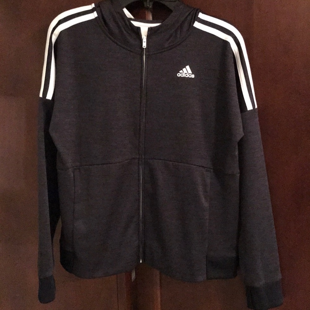 adidas Black Jacket with White Stripes